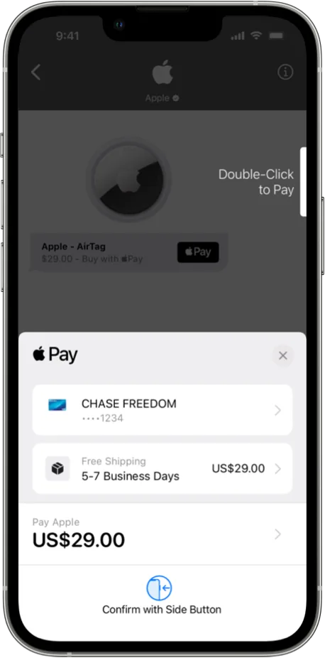 Apple Pay checkout iPhone mockup